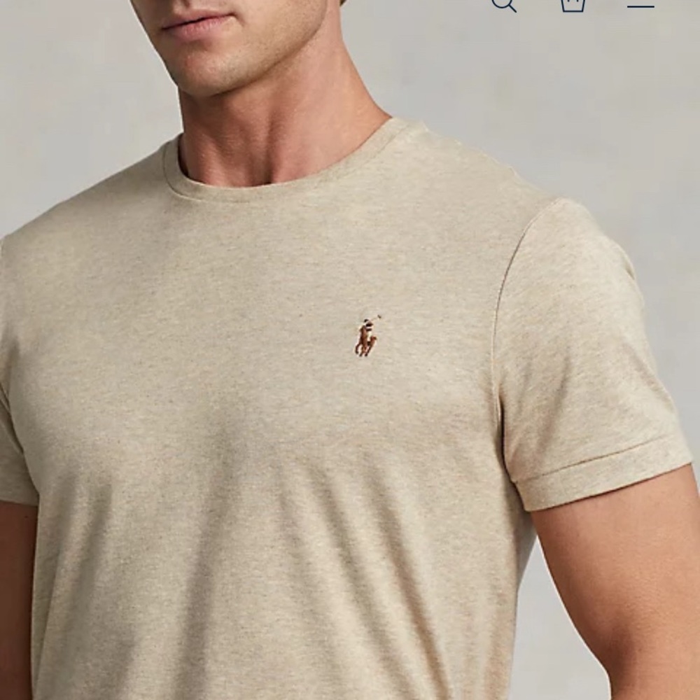 FIRM Polo by Ralph Lauren Custom Slim Fit Jersey Crewneck T-Shirt Sand Heather M